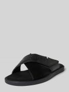 bugatti Lederslides mit Label-Schriftzug Modell 'Derek' in Black, Größ...
