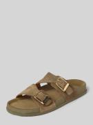 Tamaris Sandalette aus Leder mit Dornschließe in Oliv, Größe 38