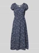 Apricot Midikleid aus Viskose mit elastischem Taillenband in Marine, G...