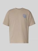 Edwin T-Shirt mit Label-Print Modell 'EDWIN MUSIC CHANNEL' in Beige, G...