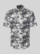 Tommy Hilfiger Regular Fit Leinenhemd mit tropischem Print in Blau, Gr...