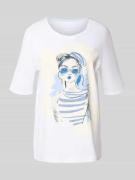 Oui T-Shirt mit Motiv-Print in Offwhite, Größe 44