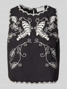 Jake*s Collection Regular Fit Blusentop mit Motiv-Stitching in Black, ...