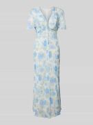 Mango Midikleid mit V-Ausschnitt Modell 'RONALDI' in Hellblau, Größe L