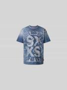 Diesel T-Shirt mit geripptem Rundhalsausschnitt in Blau, Größe L