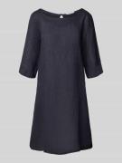 ZABAIONE Knielanges Kleid aus reinem Leinen in Dunkelblau, Größe XL