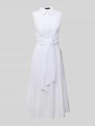 Oui Midikleid mit Knotendetail in Offwhite, Größe 40