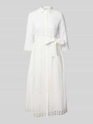 Milano Italy Midikleid mit Lochmuster in Offwhite, Größe 42