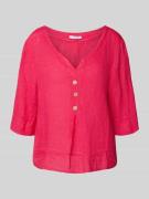 ZABAIONE Loose Fit Hemdbluse aus reinem Leinen in Pink, Größe XL
