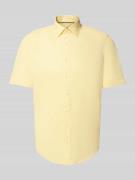 Jake*s Slim Fit Leinenhemd mit Knopfleiste in GELB, Größe M