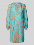 Emily Van den Bergh Knielanges Kleid mit Ballonärmeln in Aqua, Größe 3...