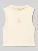 s.Oliver RED LABEL Slim Fit Top mit Baumwollanteil in Ecru, Größe 134