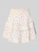 Neo Noir Minirock mit Smok-Details Modell 'Kenia Fleurie' in Weiss, Gr...
