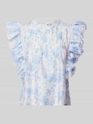 Gina Tricot Blusenshirt mit Volantärmel in Hellblau, Größe XL