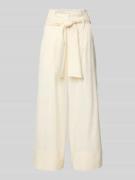 MORE Wide Leg Leinenhose mit Bindegürtel in Offwhite, Größe 38