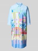 Milano Italy Knielanges Hemdblusenkleid aus reiner Baumwolle in Bleu, ...