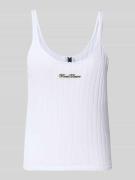 Karo Kauer Stricktop mit Label-Patch in Weiss, Größe L