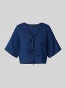 Mango Cropped Hemdbluse mit Schnürverschluss in Marine, Größe L