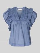 Neo Noir Regular Fit Blusentop mit Kappärmeln Modell 'Jayla' in Rauchb...