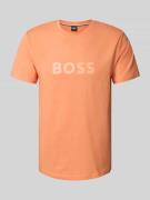 BOSS T-Shirt mit Label-Print in Orange, Größe XL