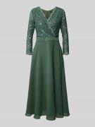 Swing Cocktailkleid mit Spitzenbesatz in Oliv, Größe 36