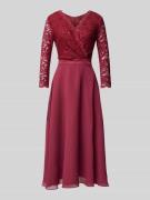 Swing Cocktailkleid in Wickel-Optik in Dunkelrot, Größe 36