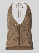 WEEKDAY Top mit Schnürung Modell 'Genas' in Mittelbraun, Größe XS