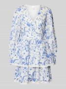 YAS Cocktailkleid mit V-Ausschnitt Modell 'ELIN' in Blau, Größe 36