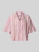 Jake*s Casual Leinenbluse mit Streifenmuster in Mauve, Größe 34