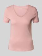 Christian Berg Woman T-Shirt mit geripptem V-Ausschnitt in Altrosa, Gr...