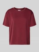 Jake*s Casual T-Shirt mit geripptem Rundhalsausschnitt in Dunkelrot, G...