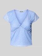 Review T-Shirt mit Spitzenbesatz in Bleu, Größe L