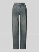 Review Straight Leg Jeans aus reiner Baumwolle in Rauchblau, Größe 25/...