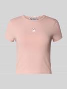 Review T-Shirt mit Motiv-Stitching in Altrosa, Größe L