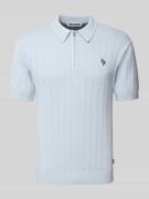 REVIEW Slim Fit Poloshirt mit Label-Stitching in Eisblau, Größe L