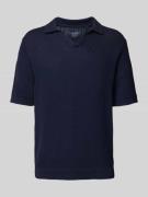 MCNEAL Regular Fit Poloshirt mit Strukturmuster in Dunkelblau, Größe L