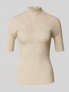 BOSS Slim Fit Pullover aus Schurwolle in Beige Melange, Größe L