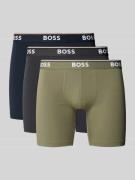 BOSS Regular Fit Trunks aus Baumwoll-Elasthan-Mix im 3er-Pack in Oliv,...