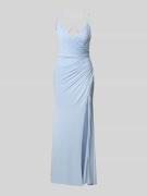 Mascara Abendkleid mit Beinschlitz in Hellblau, Größe 34