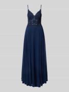 Mascara Abendkleid mit Spitzenbesatz in Marine, Größe 44