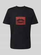 HUGO T-Shirt mit Label-Print Modell 'Deterni' in Black, Größe S