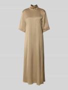 Drykorn Maxikleid mit Stehkragen und 1/2-Arm in Camel, Größe 34
