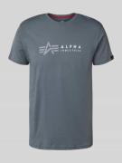 Alpha Industries T-Shirt mit Label-Print in Hellblau, Größe L