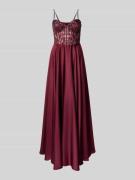 Laona Abendkleid mit Pailletten und Perlen in Bordeaux, Größe 38