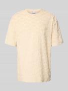 KARL KANI T-Shirt im Allover-Look mit Rundhalsausschnitt in Sand, Größ...