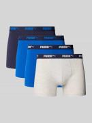 PUMA Boxershorts mit elastischem Logo-Bund im 4er-Pack in Blau, Größe ...