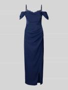 Lipsy Abendkleid mit Spitzenbesatz in Dunkelblau, Größe 34