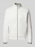 bugatti Sweatjacke mit Stehkragen in Offwhite, Größe L