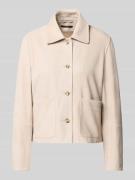 Windsor Lederjacke mit Umlegekragen in Stein, Größe 34