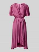 Swing Cocktailkleid mit Bindegürtel in Pink, Größe 34